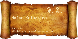 Hofer Krisztina névjegykártya